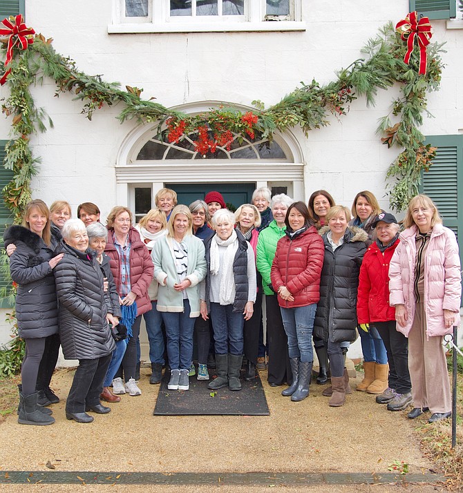 Little Farms Garden Club of Potomac decorating the Tavern at Great Falls. Traci Hoffman, Pat Dean, Monique Fields, Aida Middel, Carol King, Jan Shafer, Christy McCormick, Patti Marsh, Carolyn Degroot, Amy Micholas, Sandy Lavery, Sara Boyan, Patricia Olson, Trish LaVelle, Regina Kunkle, Deb McDonald, Suzanne Eastman, Mary Grace Day, Grace Road, Charlie Wilson, Alvina Lond, Pat Grafton, Jean Taylor, Trish Elliot, Sheila Duncan, and Anne Killeen.