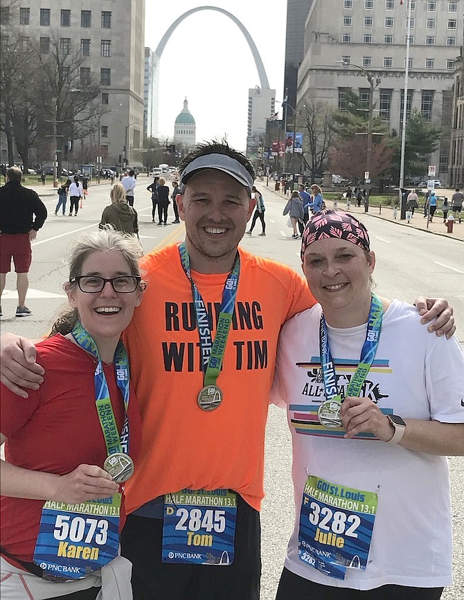 In St. Louis, Missouri, Tom Susco of Arlington finishes his quest to run a marathon or half marathon in every state and D.C. in honor of his brother Tim, raising awareness for brain aneurysms and organ donation. It took eight years to complete.