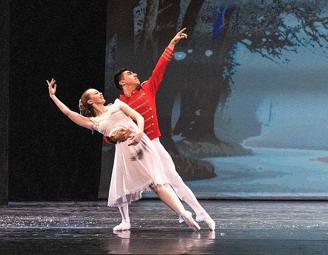 Oakton High School’s Nicole Shortle and GMU’s Carlos Martinez dance “The Nutcracker.”