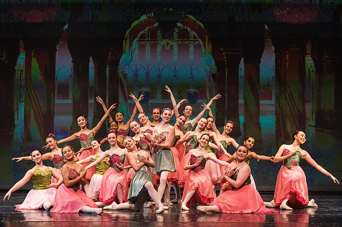 Ballerinas dance the “Waltz of the Flowers” from the Fairfax Symphony Orchestra and Fairfax Ballet 2018 production of “The Nutcracker.”