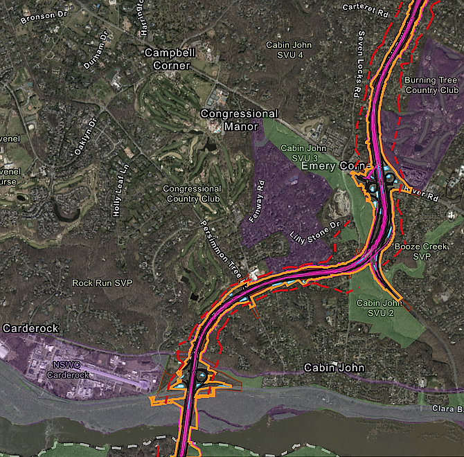 An interactive map shows sunny projections of how small the disturbance could be while adding four toll lanes to the Beltway and American Legion Bridge.