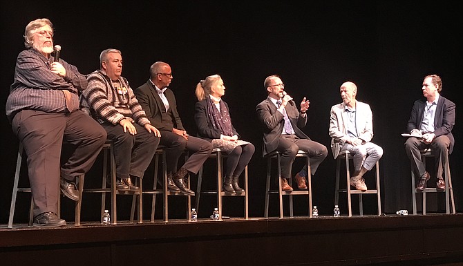 From left: Panelists Robert Balfanz, Jaime Castellano, Pedro Noguera, Heidi Jacobs, Jonathan Plucker and Larry Rosenstock with moderator Andrew Rotherham.