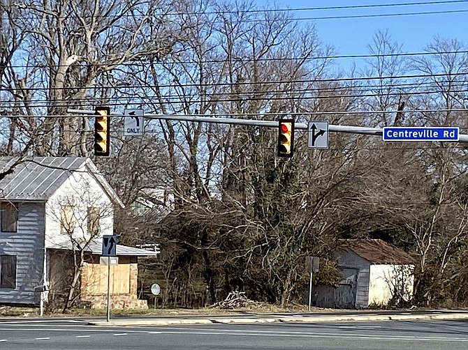 Partial street view of the location of the proposed "Floris Conservatory For Arts & Music," a Scimores Academy planned for 8.06 acres at the intersection of Centreville Road and West Ox in Greater Herndon's Hunter Mill District, taken Mon., Jan. 20, 2020.