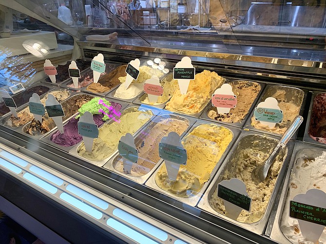 An array of gelato flavors sit in wait for hungry customers.