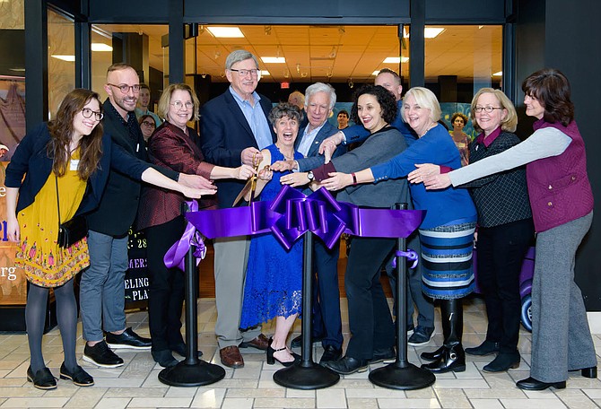 From left: Hannah Menchhoff, Communications Specialist for Chairman McKay; Todd Putt Senior Manager Marketing for Macerich; Linda Sullivan, President & CEO of ARTSFAIRFAX; John Foust, Supervisor (D-Dranesville), Jeanne Harrison, Founder & Producing Artistic Director for Traveling Players; Sol Glasner, President of Tysons Partnership; Dalia A. Palchik, Supervisor (D-Providence), Matt Barry, AVP - Property Management for Macerich; Jennifer Salopek, McLean Community Foundation, Nancy Daugherty, Arts Education Specialist with the National Endowment for the Arts; and Amy Swaak, President of the McLean Community Foundation.