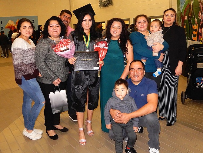 Mountain View grad Jasmine Rosa and her family after the ceremony.