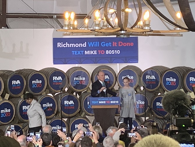 Presidential candidate and former New York Mayor Mike Bloomberg was in Richmond looking for support from voters and from many of the lawmakers whose campaigns he helped fund.