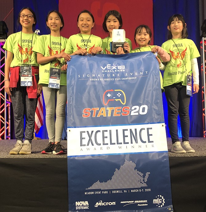 999A Rising Phoenix will represent the state of Virginia in the 2020 VEX Robotics World Championship – VEX IQ Challenge Elementary School Division.