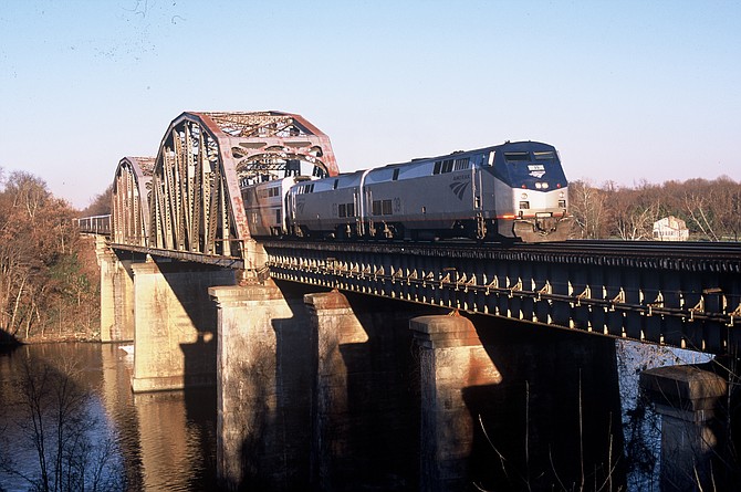 The Auto Train crossing the Occoquan River as it heads south.
