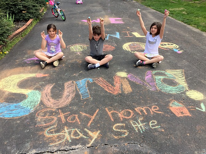 Zeinab, Huda and Najji coordinated their sibling artistic talents to produce a colorful  reminder to encourage residents to please "stay home to stay safe.”