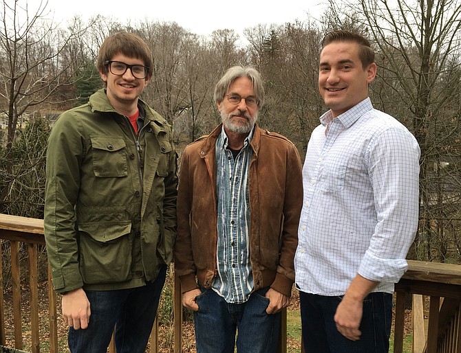 David Bair, center, with sons Matthew and Samuel. The Del Ray resident died suddenly April 12 at the age of 64.