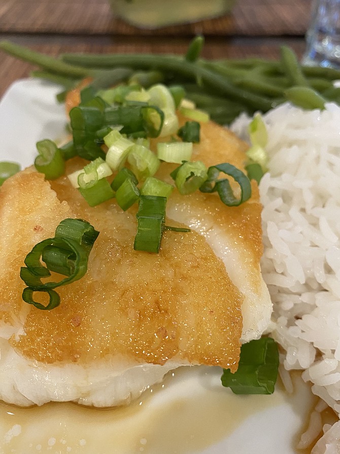 Pan-fried and cooked-at-home sea bass from McCormick & Schmick's Chefs Market.