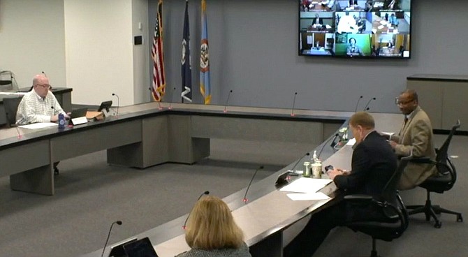Fairfax County Board of Supervisors and staff meet socially distanced and remotely for the Wednesday, April 29 public hearing on the revised fiscal year (FY) 2021 budget proposal before them.