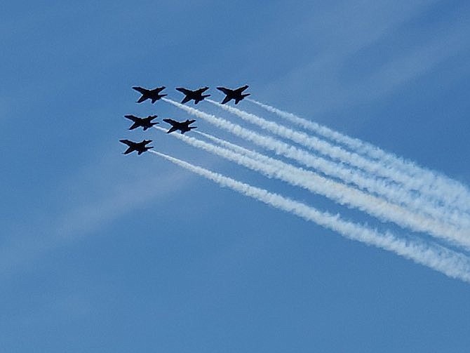 All healthcare professionals were honored Sunday, May 3 with a flyover of the Navy’s Blue Angels and the Air Force’s Thunderbirds. Photo from Suburban Hospital.