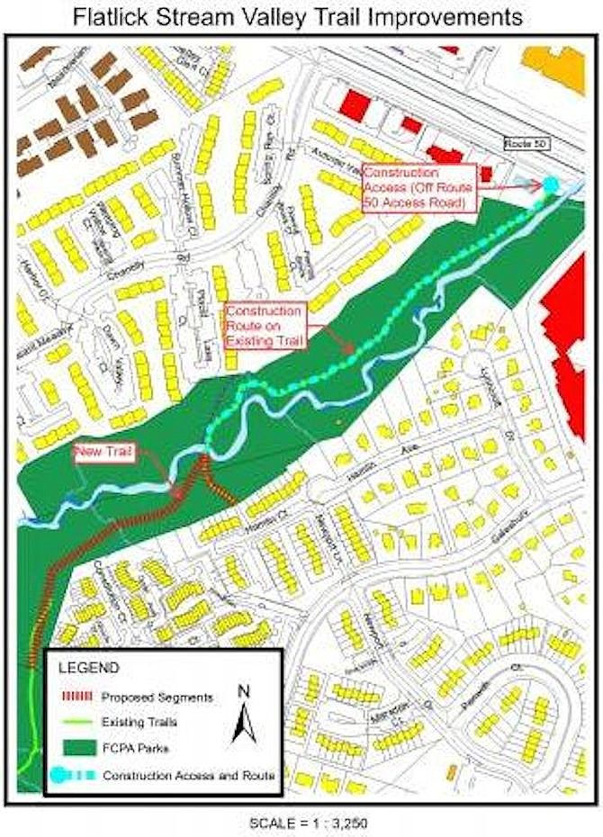 Map of the trail-project area in Chantilly.