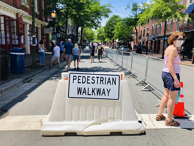 The 100 block of King Street will be closed to traffic every day through Phase One, an experiment to see if the extra space will facilitate social distancing for outdoor dining and pedestrian traffic.