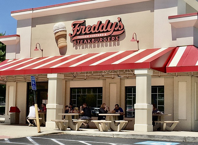 Freddy’s on Fairfax Boulevard already has outdoor seating – which customers enjoyed, Saturday afternoon.