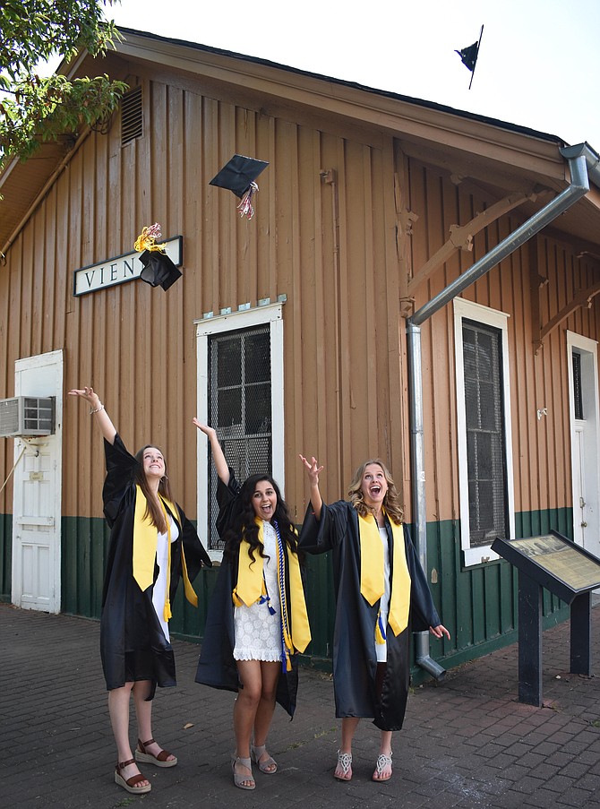 Elizabeth O’Brien of Vienna (left) pictured with her best friends celebrating their graduation from James Madison High School.