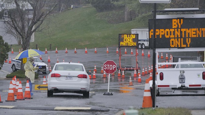 Arlington drive-through coronavirus sample testing site on Quincy Street. By appointment only, between 9 a.m.-3 p.m.