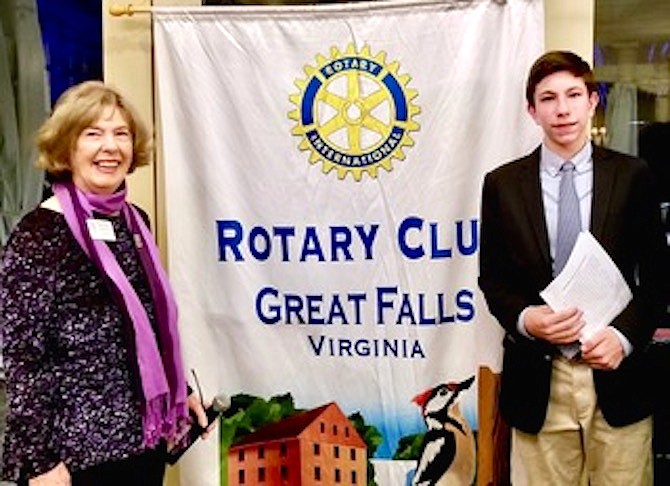 Peyton Walcott of Great Falls receiving the Great Falls Rotary Club award in March.