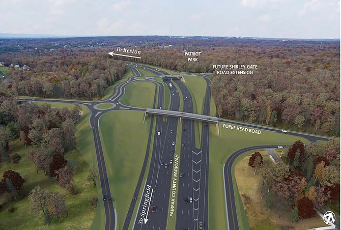 An artist rendering of what the new interchange at Popes Head Road may look like.