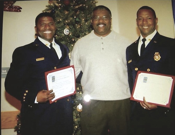 Left to right: Christopher Thompson, Clayton Thompson II and Kendall Thompson (Fairfax County Fire and Rescue Retired).