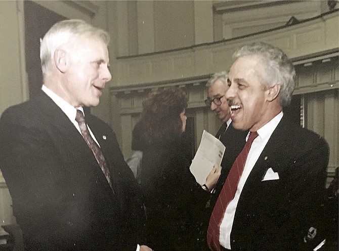 Bob Calhoun as a state senator with then-Virginia governor Douglas Wilder.