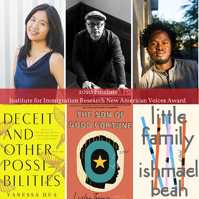 Fall for the Book/New American Voices Award finalists (from left) Vanessa Hua, Lysley Tenorio and Ishmael Beah.