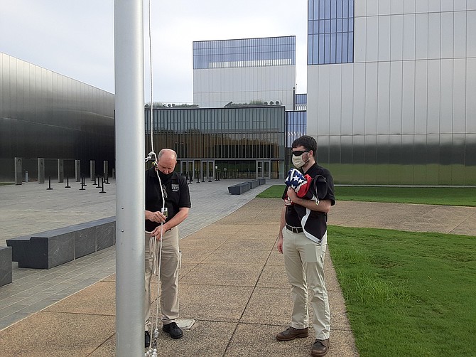 National Museum of the U.S. Army staff retiring the flag at 5 p.m. The Museum will open to the public when conditions allow.