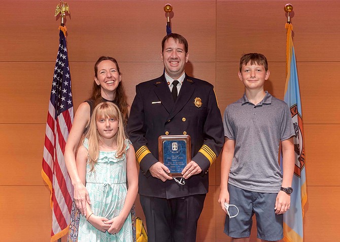 The 2019 Fire Chief's Award: John Hootman, McLean Volunteer Fire Department, with his family.