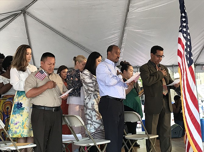 The Naturalization Ceremony at Reston Multicultural Festival held at Lake Anne Plaza, Reston.
