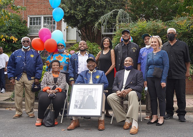 Jim Henson, seated in center, is joined by members of the Departmental Progressive Club and Living Legends of Alexandria board members at a walk-by parade in his honor Sept. 27.
