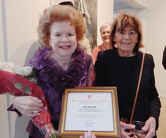 Lilla McCutchen Richards is honored for her dedication as a Fairfax County Supervisor to finding a permanent home for McLean Project for the Arts. (File photo 2014)