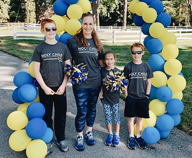 Members of the Holy Child community participating in the Virtual 5K, from the school’s Facebook page.