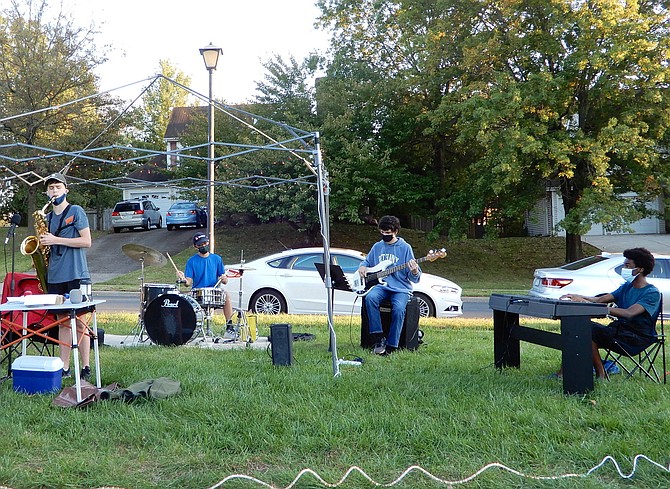 The Recorda Gang, (from left) Brady Markin, Jesse Chon, Travis Hanover and Ethan Makokha, play jazz music in Chantilly Highlands.