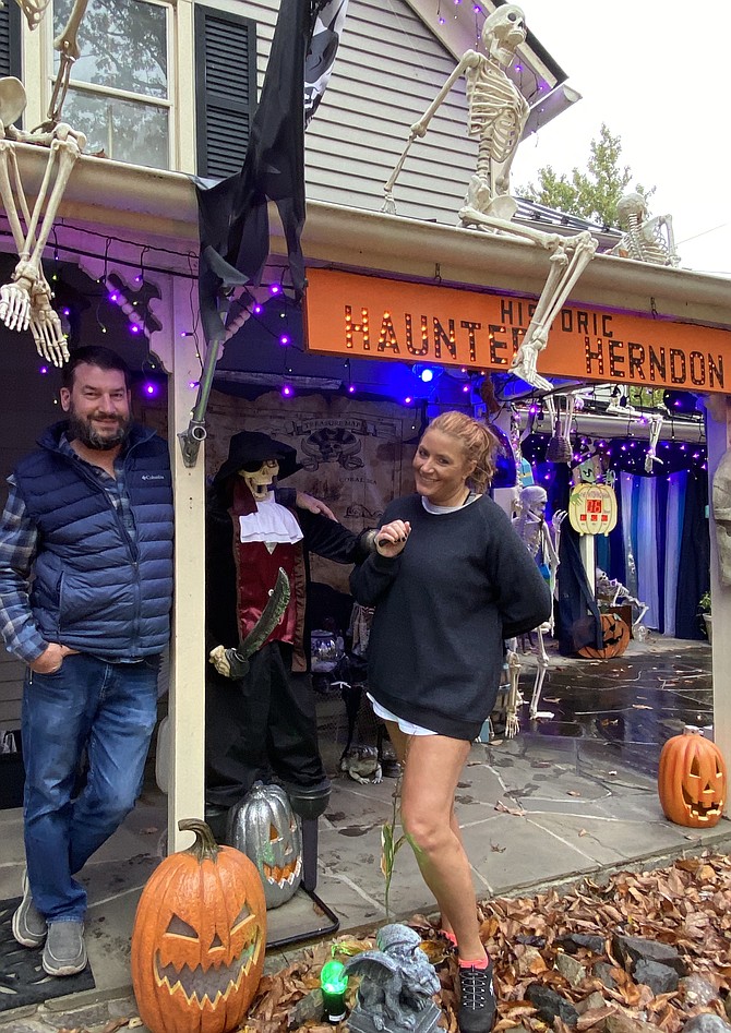 Bob Mathews and Colleen Delawder came with just a few decorations years ago until now it's grown to mega-Halloween.