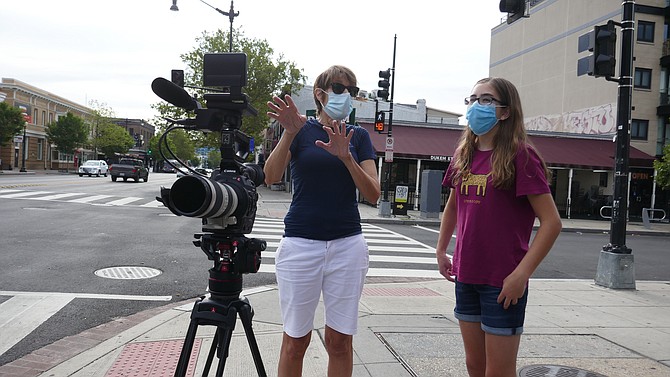 Jane Pittman filming on U Street in Washington, D.C.
