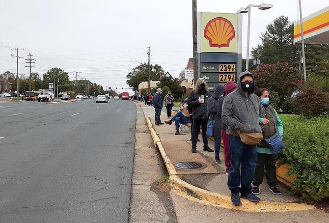 Voters lined up around the corner at Franconia Road on Monday, Oct. 26.