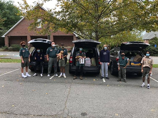 Scouts BSA Venture Crew 673 October Food Drive, with help from a few Pack 673 Cub Scouts, collected 526lbs for SHARE in McLean.