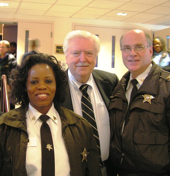 Harry Covert, center, with Sheriff’s Office Chief Deputy Candra Callicott and then-Undersheriff Tony Davis at a Martin Luther King Jr. Day ceremony.