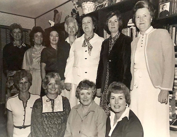 (Bottom row, second left) Doris Fisher Irwin is founder of the Scholarship Fund and the former Great Falls Woman’s Club.  Founding members and past presidents (bottom row,  first left) Jan Lucca and Donna Anderson (top row fourth left).