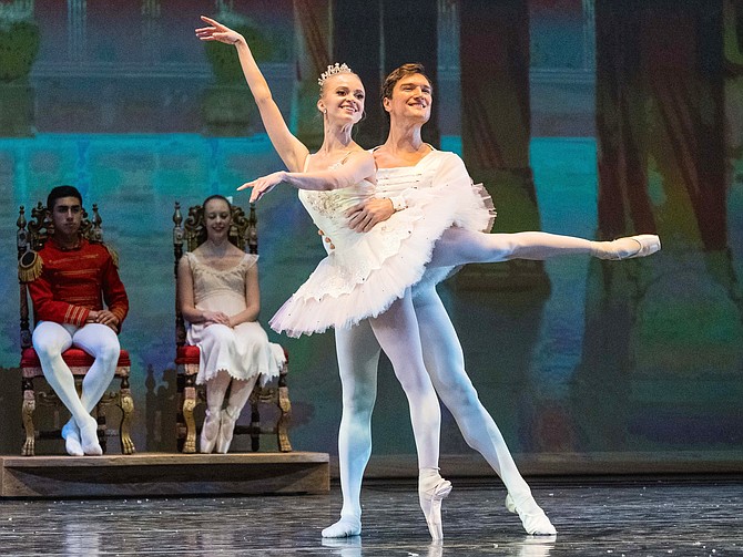 Guest soloists and American Ballet Theatre alumni, Elina Miettinen dancing the role of Sugar Plum Fairy and Sean Stewart dancing the role of Cavalier in the Fairfax Symphony and Fairfax Ballet Company production of “The Nutcracker.”