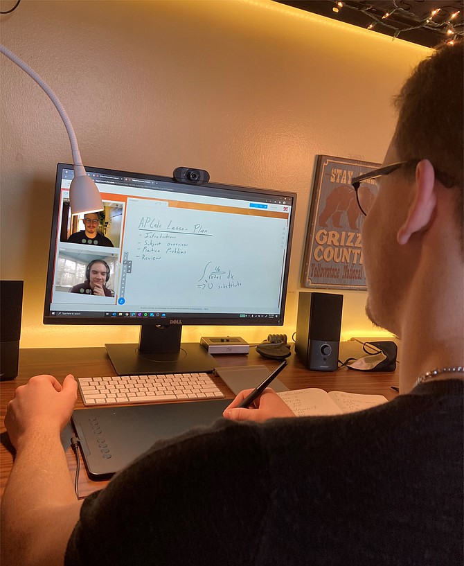 Bennie Tignor, an alumnus of South Lakes High School in Reston Class of 2019, and founder and CEO of S4S Tutoring, introduces a new student to the lesson space.