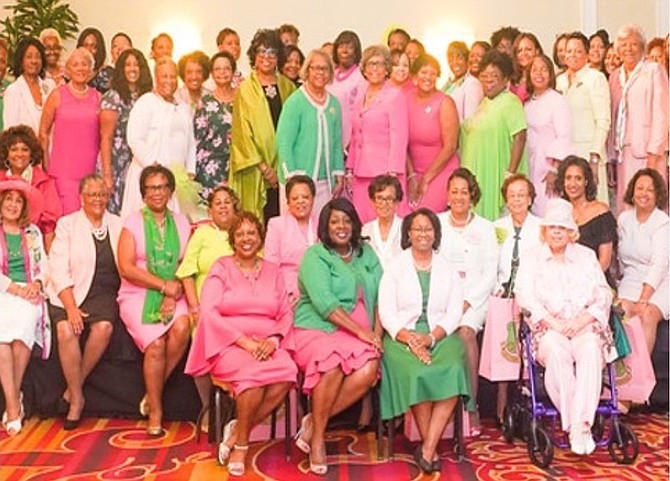 "Golden" members of the Arlington/Alexandria chapter of Alpha Kappa Alpha, who joined the sorority before and during the Civil Rights Movement, shed tears of joy as they witnessed the historic swearing-in of Vice President Kamala Harris.