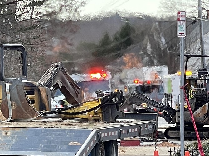 Flames fueled by gas line explosion rise high over Hooes Road in Springfield.