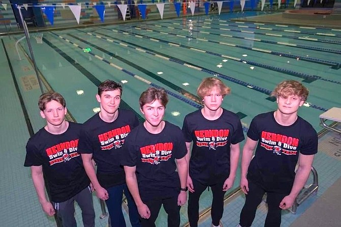 (From left) Herndon High School freshman William McClough, senior Cooper Hill, junior Justin Tyrell (alternate), freshman Rian Graham, and sophomore Noah Dyer.