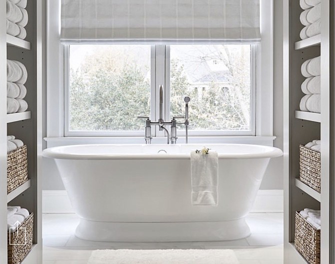 A free-standing tub was part of a McLean home remodel by interior designer Tracy Morris.