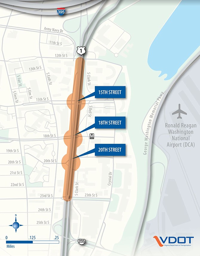 This map shows the three major intersections which engineers are looking at.