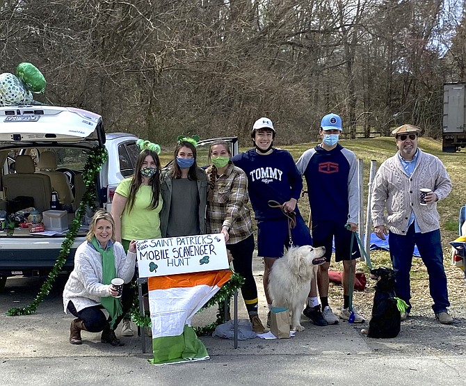 Scavenger Group (from left) Niamh DiOrio, Kate DiOrio, Blair McLendon, Hope Berns, James DiOrio, Kian Ambrose, and Joe DiOrio. Dogs: Finnegan and Blue.