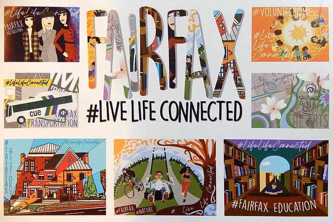 The eight colorful murals, created by Fairfax High art students, illustrate life in Fairfax City.